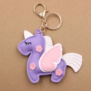 NEW Purple and Pink Unicorn Faux Leather Keychain